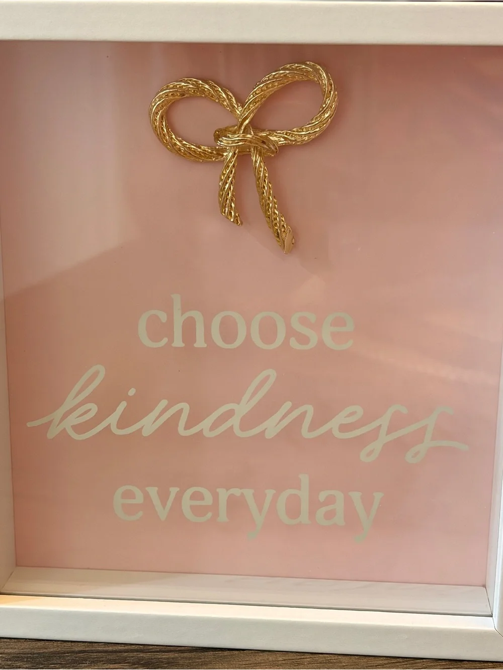 Choose Kindness Everyday Pink Art glass box with Gold Bow -6”x 6”
